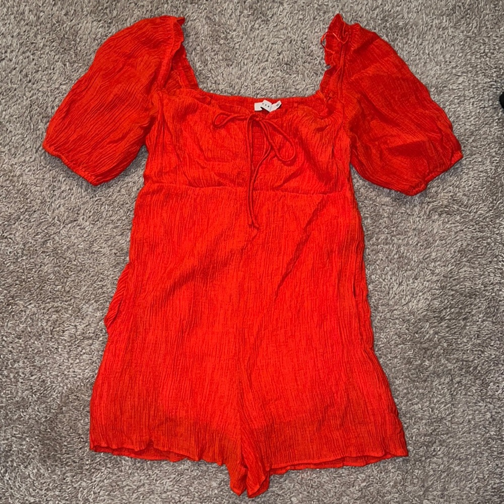 Lush red romper size small square neck